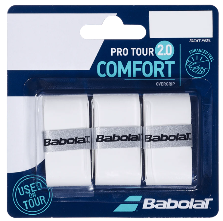  Babolat Pro Tour 2.0 Overgrip Paquet de 3 (Blanc)